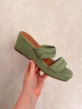 Windsor Smith Olive Braided Platform Slide